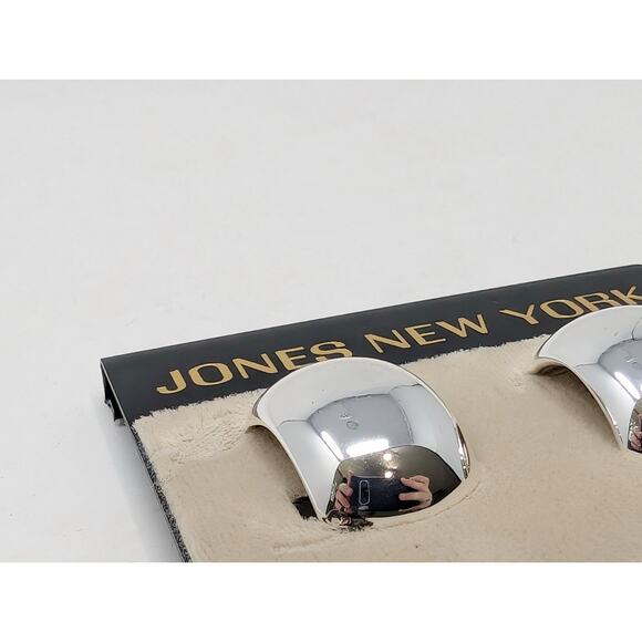 Vintage Jones New York Earrings Silver Tone Huggie Style Clip On Classic New - Picture 2 of 5